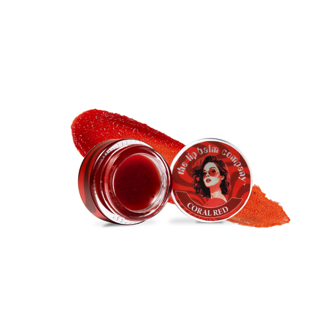 Coral red tinted lip balm