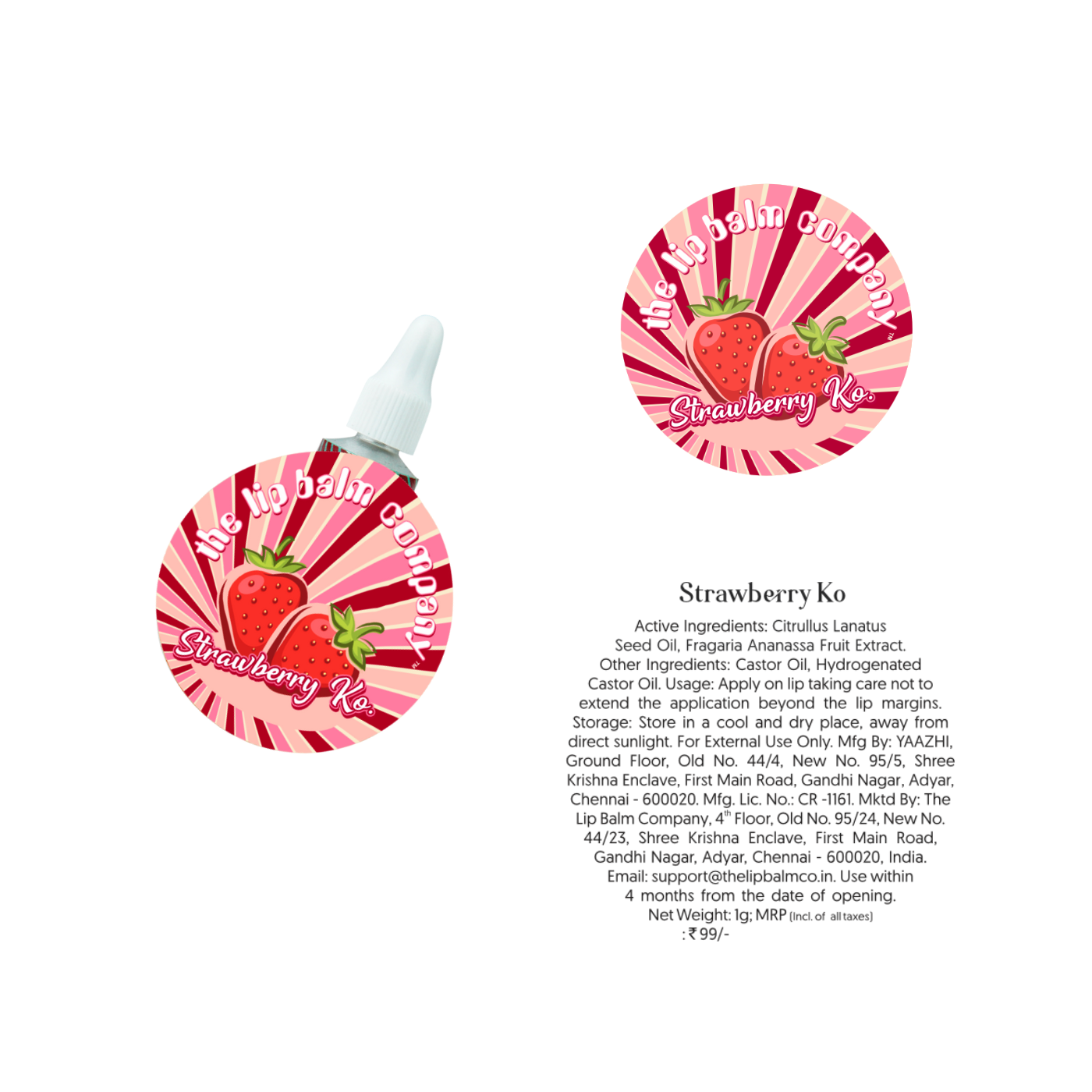 Strawberry Ko lip balm for dry lips